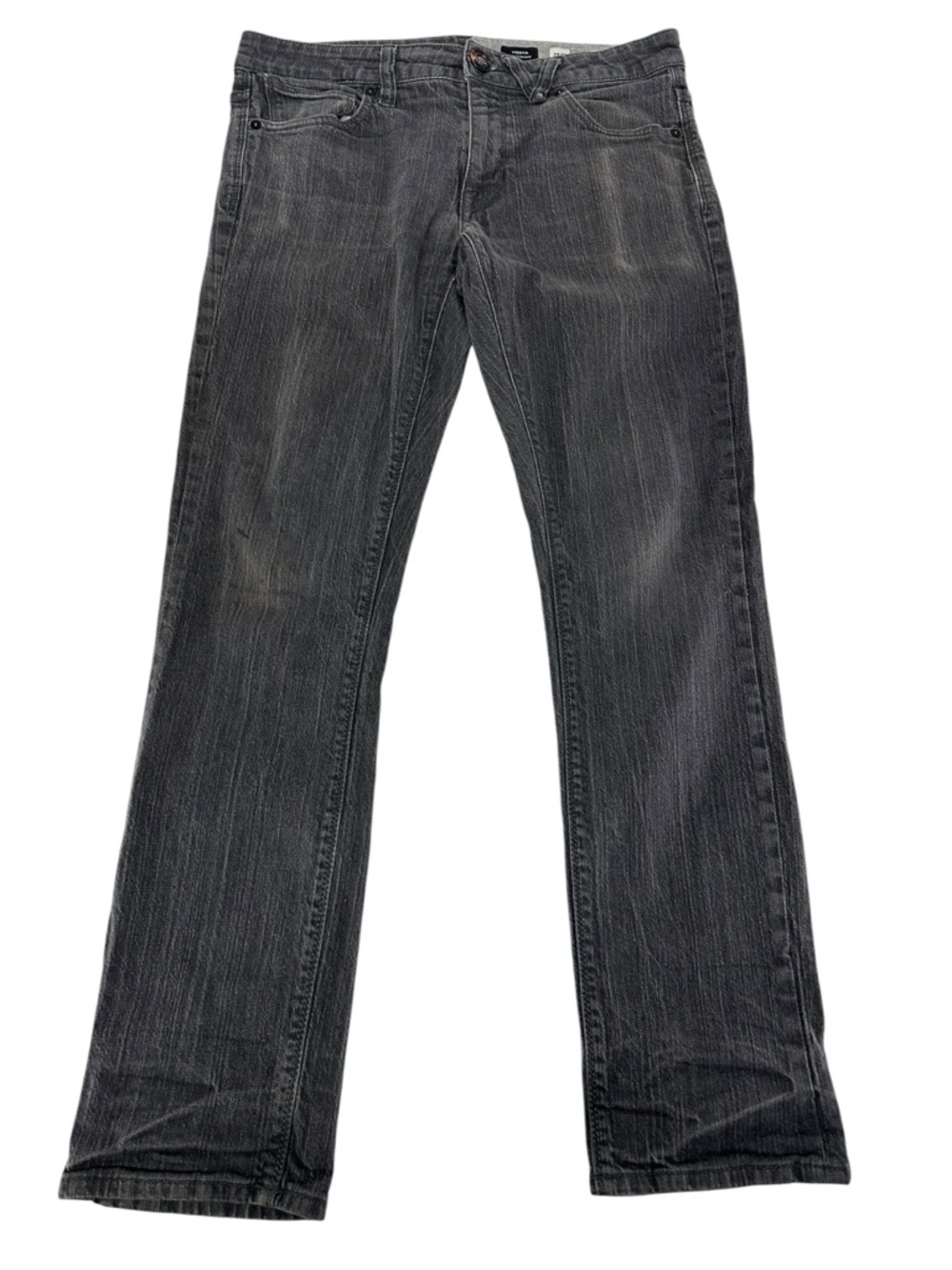 VOLCOM / Gray Distressed Denim Slim Fit Straight Leg Jeans / Size 32 / Emo Indie